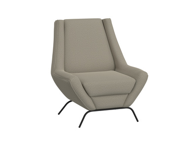 IUP331-ACH-151 Wooden Frame & Metal Base, Almond Gray Fabric Armchair "Tyne"