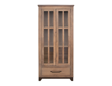 IFD8681CAB 2 Glass Door 1 Drawer Cabinet "Natural Parota"