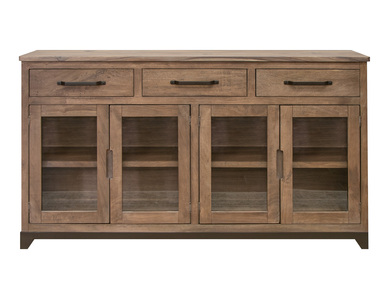 IFD8681CNS 3 Drawer 4 Glass Doors Console "Natural Parota"