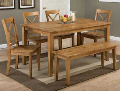 6pc 352-60 X Back Simplicity Rect. Dining Table W/(4) X Back Chairs, Bench