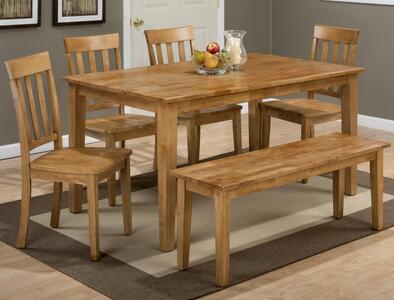 6pc 352-60 Slatback Simplicity Rect. Dining Table W/(4) Slatback Chairs, Bench