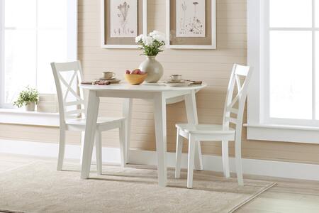 3pc 652-28 Simplicity Round Drop Leaf Table W/(2) X Back Chairs