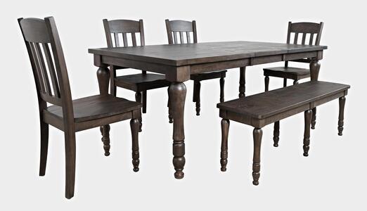 6pc 1700-42 Madison County Ext Dining Table W/(4) Chairs, Bench