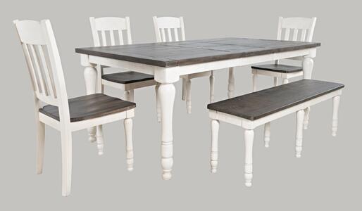 6pc 1706-42 Madison County Ext Dining Table W/(4) Chairs, Bench