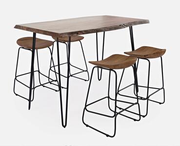 5pc 1781-52 Owen D Brown Nature's Edge Counter Table W/(4)D Brown Stools