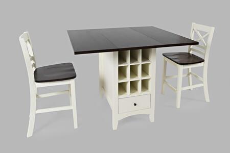 3pc 1806-48 Asbury Park X Back Counter Drop Leaf Table W/(2) X Back Stools