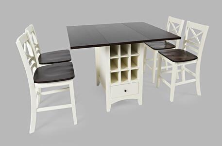 5pc 1806-48 Asbury Park X Back Counter Drop Leaf Table W/(4) X Back Stools