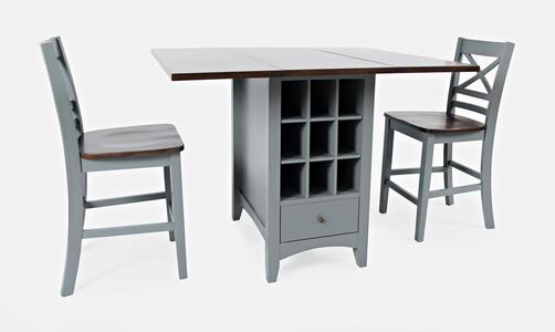 3pc 1816-48 Asbury Park X Back Counter Drop Leaf Table W/(2) X Back Stools