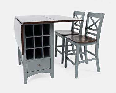 5pc 1816-48 Asbury Park X Back Counter Drop Leaf Table W/(4) X Back Stools