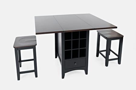 3pc 1846-48 Backless Asbury Park Counter Drop Leaf Table W/(2) Backless Stools