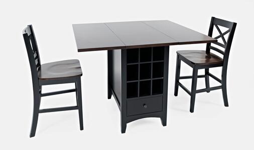 3pc 1846-48 X Back Asbury Park Counter Drop Leaf Table W/(2) X Back Stools