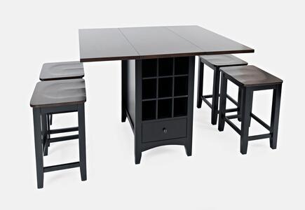 5pc 1846-48 Backless Asbury Park Counter Drop Leaf Table W/(4) Backless Stools