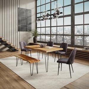 6pc 1985-60 MADDOX D Nature's Edge 60" Dining Table W/(4) D Brown Maddox Chairs And Bench