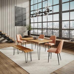 5pc 1985-60 MADDOX L Nature's Edge 60" Dining Table W/(4) L Brown Maddox Chairs