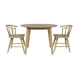 3pc 2421-PERCYNAT Percy Drop Leaf Table Natural W/ 2 Fitz Chairs - Natural