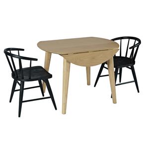 5pc 2421-PERCYNAT Percy Drop Leaf Table Natural W/ 4 Fitz Chairs - Black