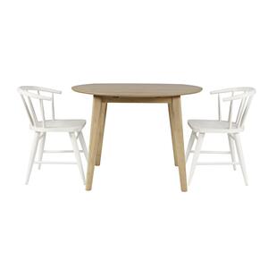 5pc 2421-PERCYNAT Percy Drop Leaf Table Natural W/ 4 Fitz Chairs - White