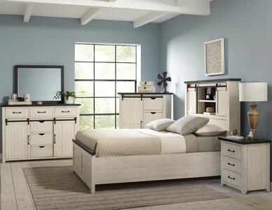 4pc 1706B King Barn Door Bedroom Madison County 4Pc King Barn Door Bedroom: Bed, Dresser, Mirror, Nightstand
