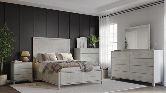 5pc 2176 Queen Storage Bedroom Eloquence 5 Piece Queen Storage Bedroom Set: Bed, Dresser,Mirror, Nightstand, Chest