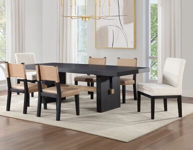 ABR500K-2US-D7PC 78-96" Dining Table, 4 Side Chairs, 2 Arm Chairs, Black