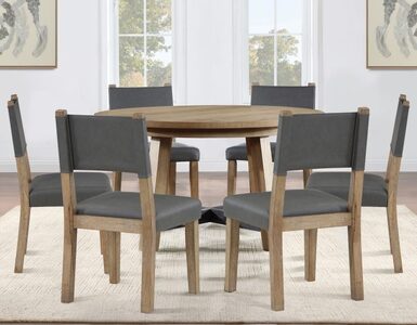 ABR5454N-D7PC 54" Round Table, 6 Side Chairs, Brown