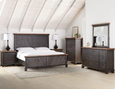 BC950Q4PC Queen Bed, Dresser, Mirror, Nightstand, Brown