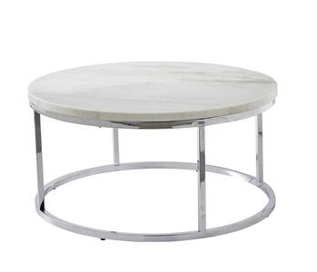 EC100-2E-3PC White Marble Cocktail Table & 2 End Tables