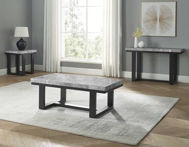 LC350-2E-3PC-G Gray Marble Top Cocktail Table & 2 End Tables