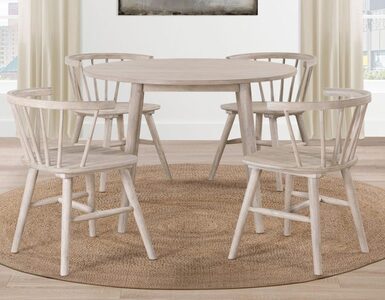 WIL500N-D5PC 42" Round Table, 4 Side Chairs, Tan