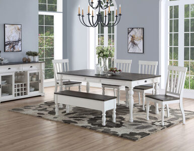 JA500TSBN6PC Dining Table, 4 Side Chairs, 1 Bench