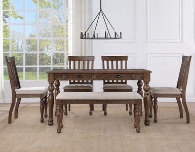 JA600N-D6PC Table, 4 Side Chairs & Bench