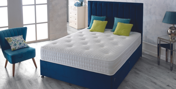 AST10 Aston 1000 Set (with 12" 2 Drawer Base & 26" Strutted Headboard) - Ergosense Technology - Tufted - Dynamic Edge