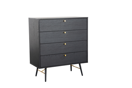 Bar-413-BK 4 Drawer Chest - Black and Copper