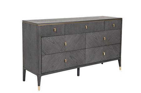 Dil-413-EB Dressing Chest 7 Drawer Ribbed Top Drws - Ebony