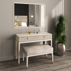 Dil-414-ST Dressing Table 2 Drawer Ribbed- Stone