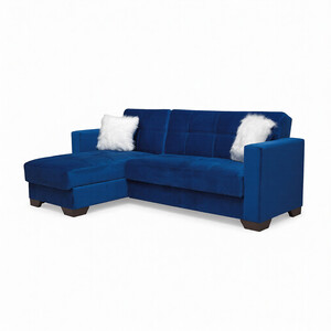 MER-CRN-005BLU Blue Fabric Sofa Bed