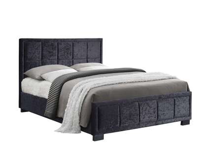 HANFB5BCVV2 King Bed Black Crushed Velvet