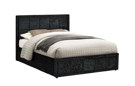 HANOT46BCVV2 Double Ottoman Bed Black Crushed Velvet