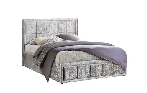 HANOT4STEV2 Small Double Ottoman Bed Steel Crushed Velvet