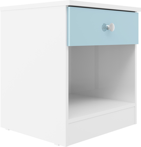 100-103-107 1 Drawer Bedside - White/Blue Gloss