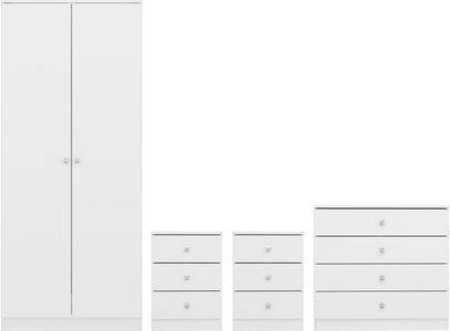 100-108-087 2 Door Wardrobe Bedroom Set - White Gloss