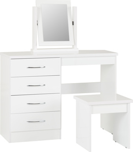 100-105-017 4 Drawer Dressing Table Set - White Gloss