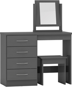 100-105-021 4 Drawer Dressing Table Set - 3D Effect Grey