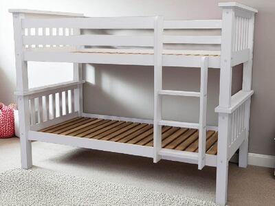 LUCCA Wooden Bed (Splits into Single Beds) - White
