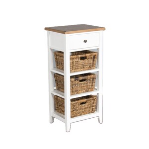 2012WN White & Natural Storage Rack W/ Basket