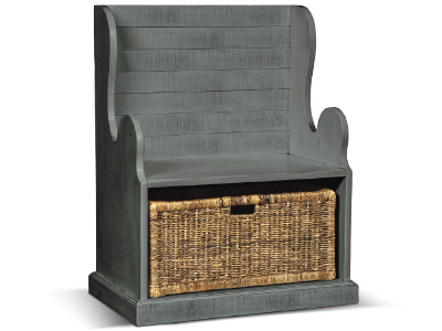 2026LB Hall Seat W/ Natural Rattan Woven Basket