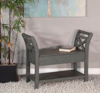 2075LB Accent Bench W/ Storage, Wood Seat