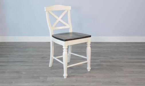 1666EC-24 24"H Carriage House Crossback Barstool, Wood Seat