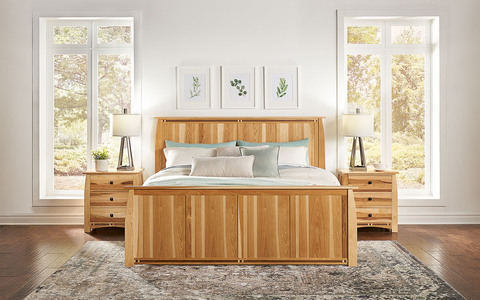 ADANT5070 Queen Panel Bed - No Storage - Natural Finish