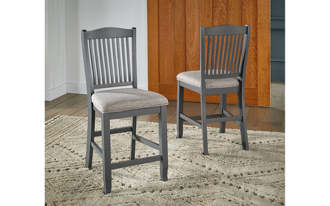 POTSP345K Slatback Uph Seat Stool - Seaside Pine & Gull